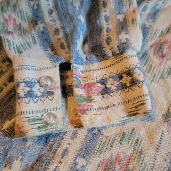 Vintage Queen Casuals Pastel Southewest Print Long Sleeve Button Down Size 18 - Picture 3 of 8